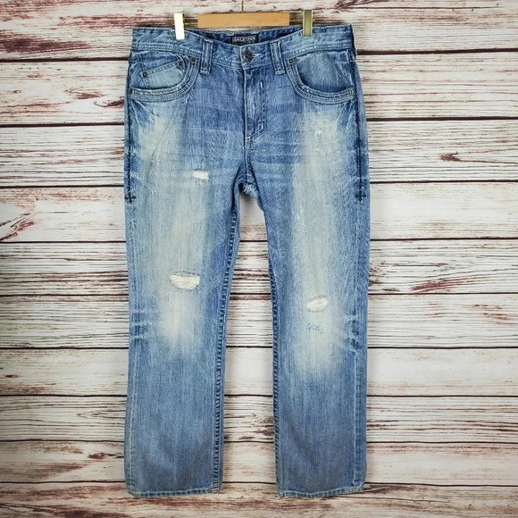 Affliction Premium Mens 34x32 Buckle Blake Distressed Straight Leg Jeans     #49 - Picture 1 of 13